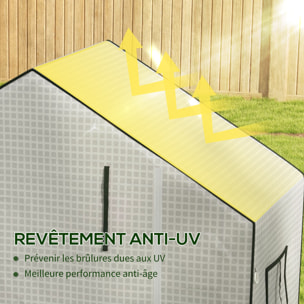 Bâche de remplacement serre de jardin dim. 140L x 73l x 190H cm - 2 fenêtres, porte zippée enroulable - PE anti-UV imperméable blanc
