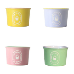 Coffret de 4 coupes à glaces et 4 cuillères, GELATERIA