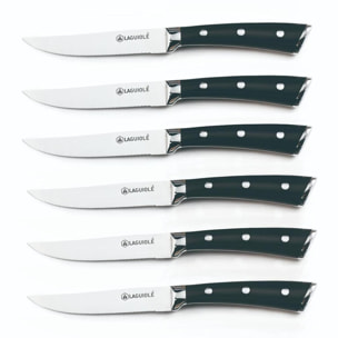 Set de 6 couteaux à steak en acier noir - "Lustrobois"