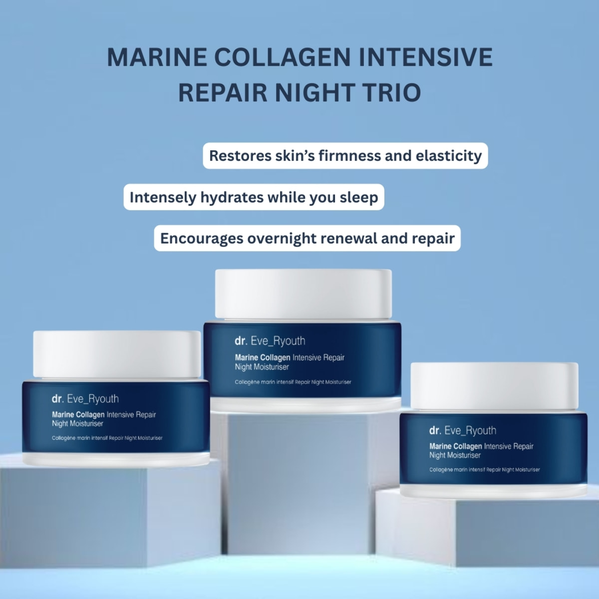 Trío de cremas de noche con colágeno