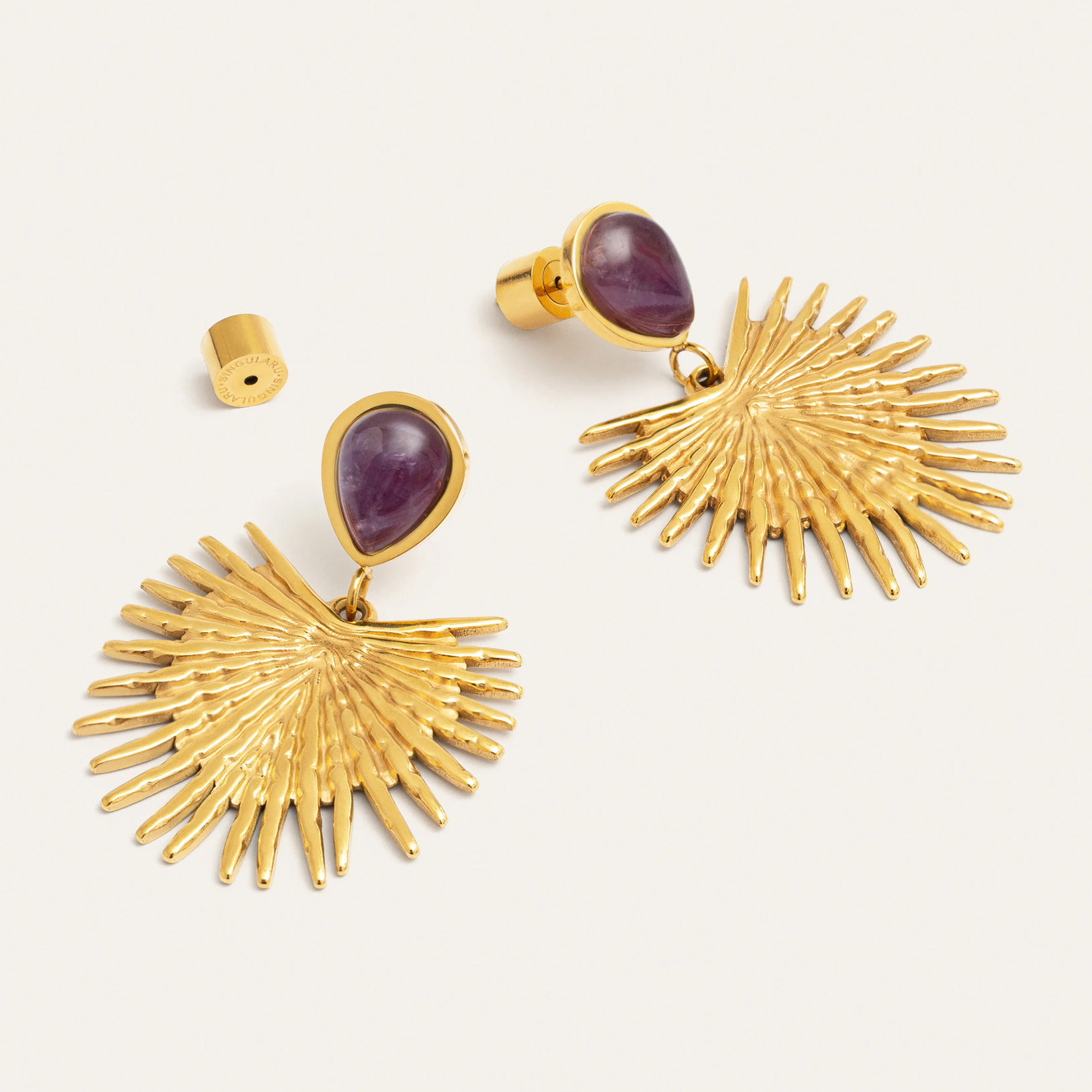 Pendientes Purple Catalina Acero Baño Oro