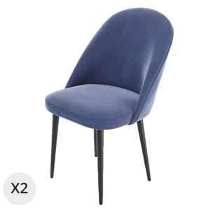 Lot de 2 chaises en velours & métal noir