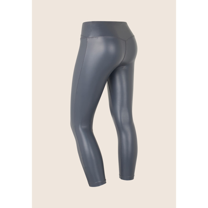 Leggings 7/8 vita regular effetto lucido con incrocio
