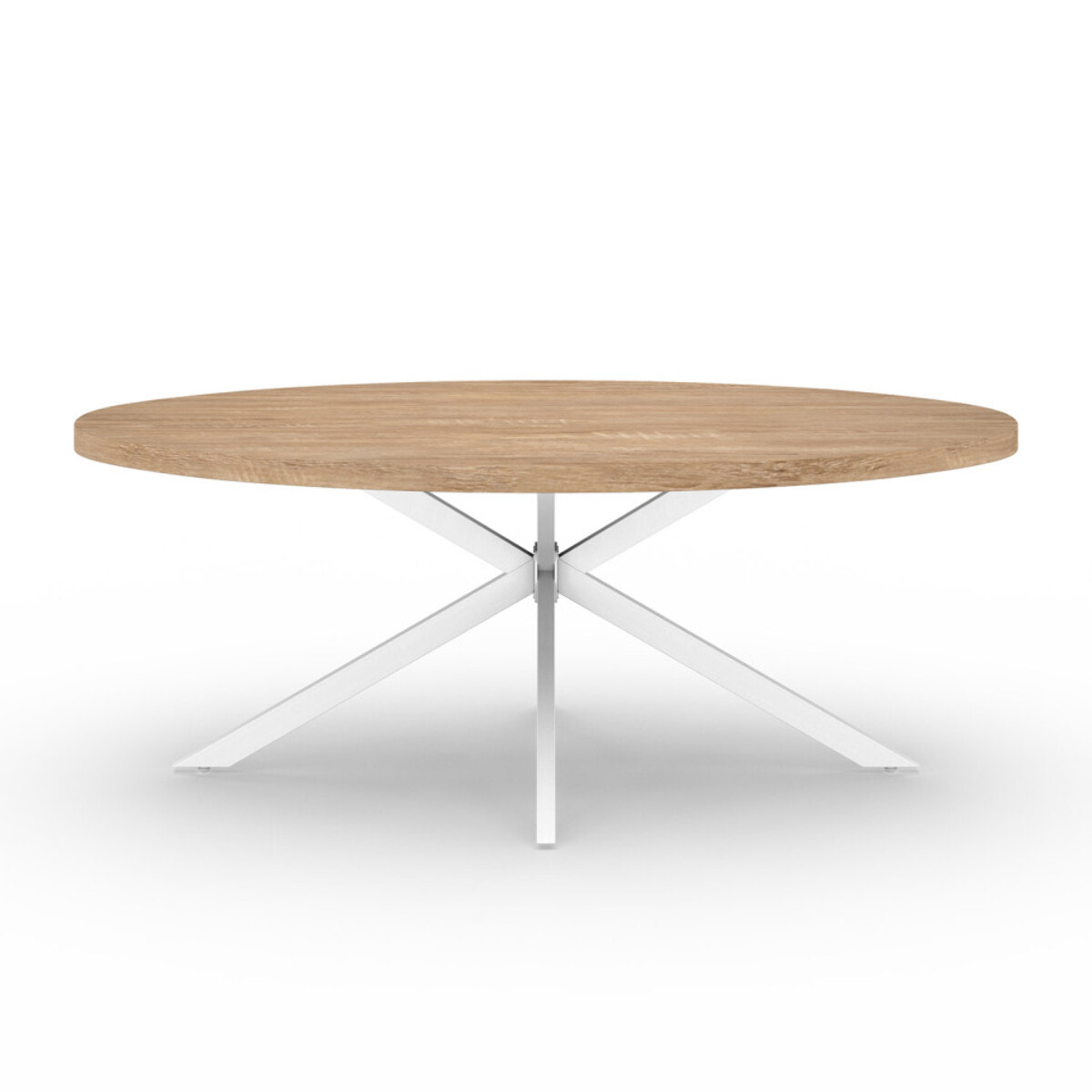 Table à manger ovale Céleste bois et blanc 200cm