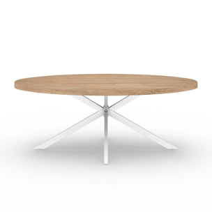 Table à manger ovale Céleste bois et blanc 200cm