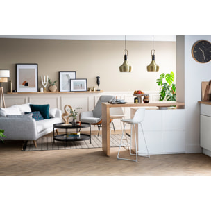 Tabourets de bar design blancs pieds métal 66 cm (lot de 2) FRANZ