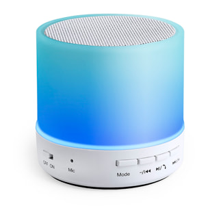 Altoparlante Bluetooth con luci LED multicolori. Potenza sonora 3W. Batteria 300mAh