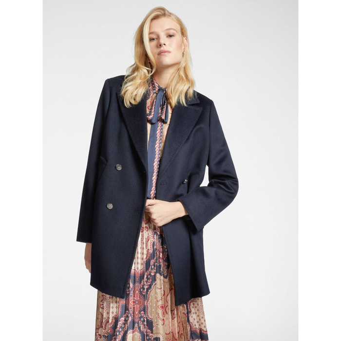 Elena Mirò - Giaccone peacoat in lana luxury - Blu
