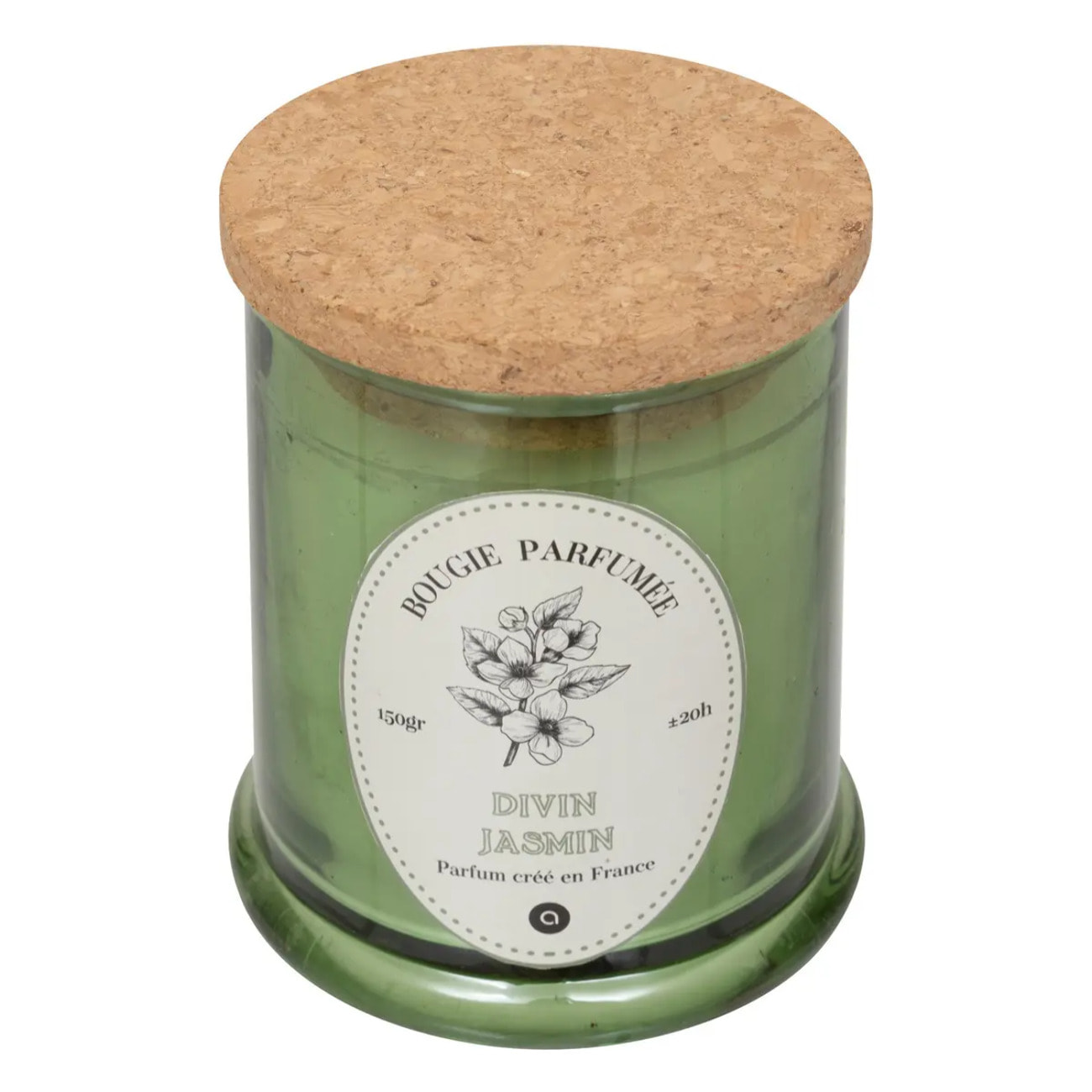 Bougie parfumée Hapo 150g pot en verre avec couvercle jasmin