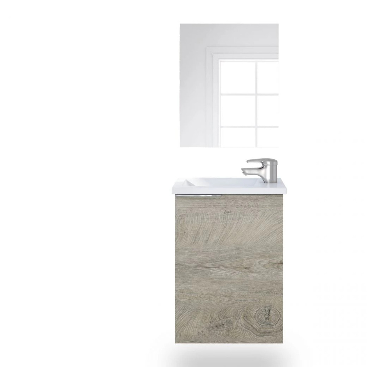 Mueble de baño con espejo Sense 1 puerta Roble Alaska