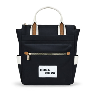 Mochila de canvas negra con bolsillos