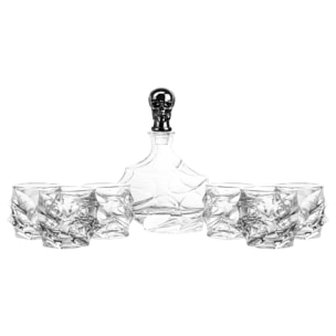 Set De 6 Vasos Y Una Botella De Cristal Plateado 760 Ml