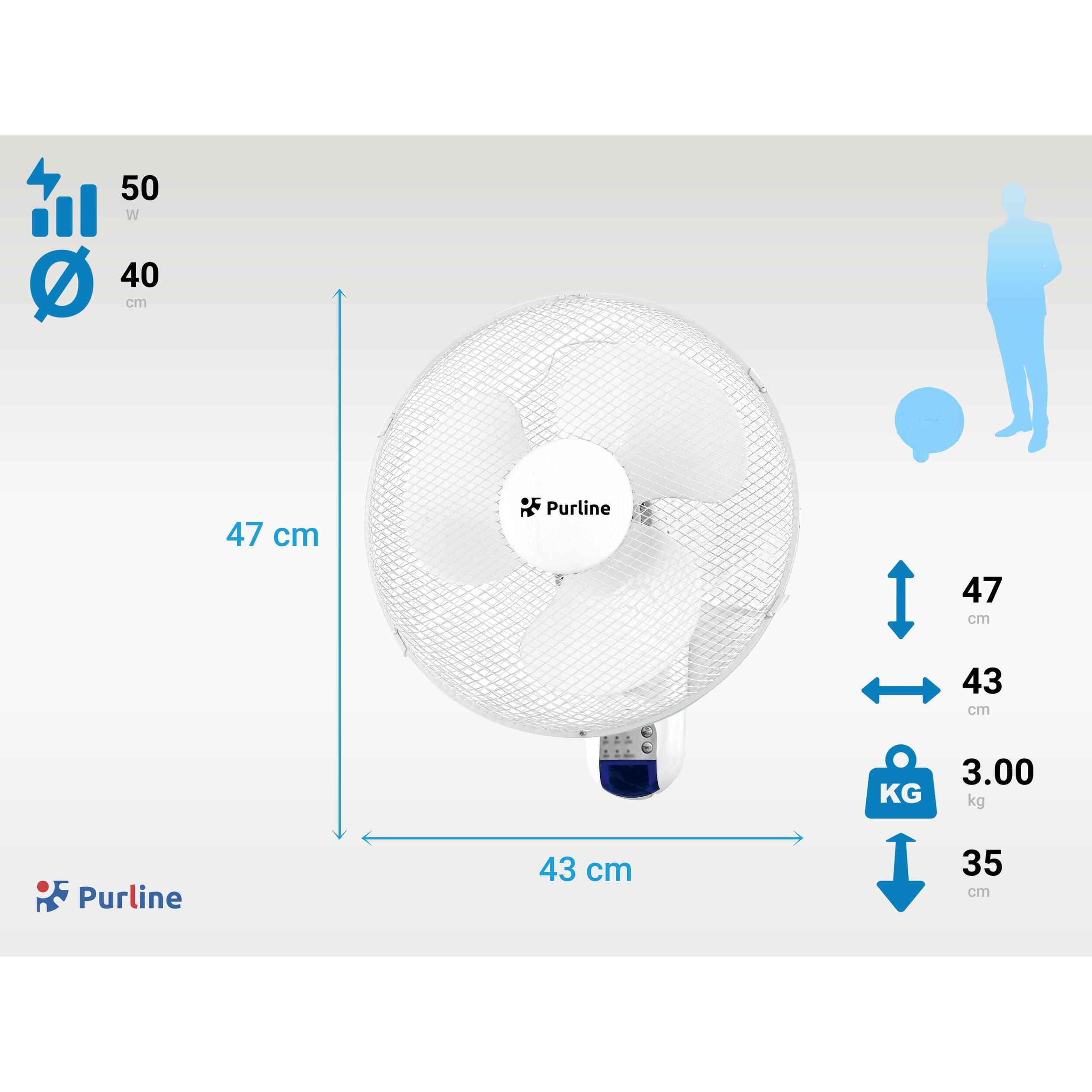 Ventilador de pared digital con mando VENTY ARGENTUM PURLINE