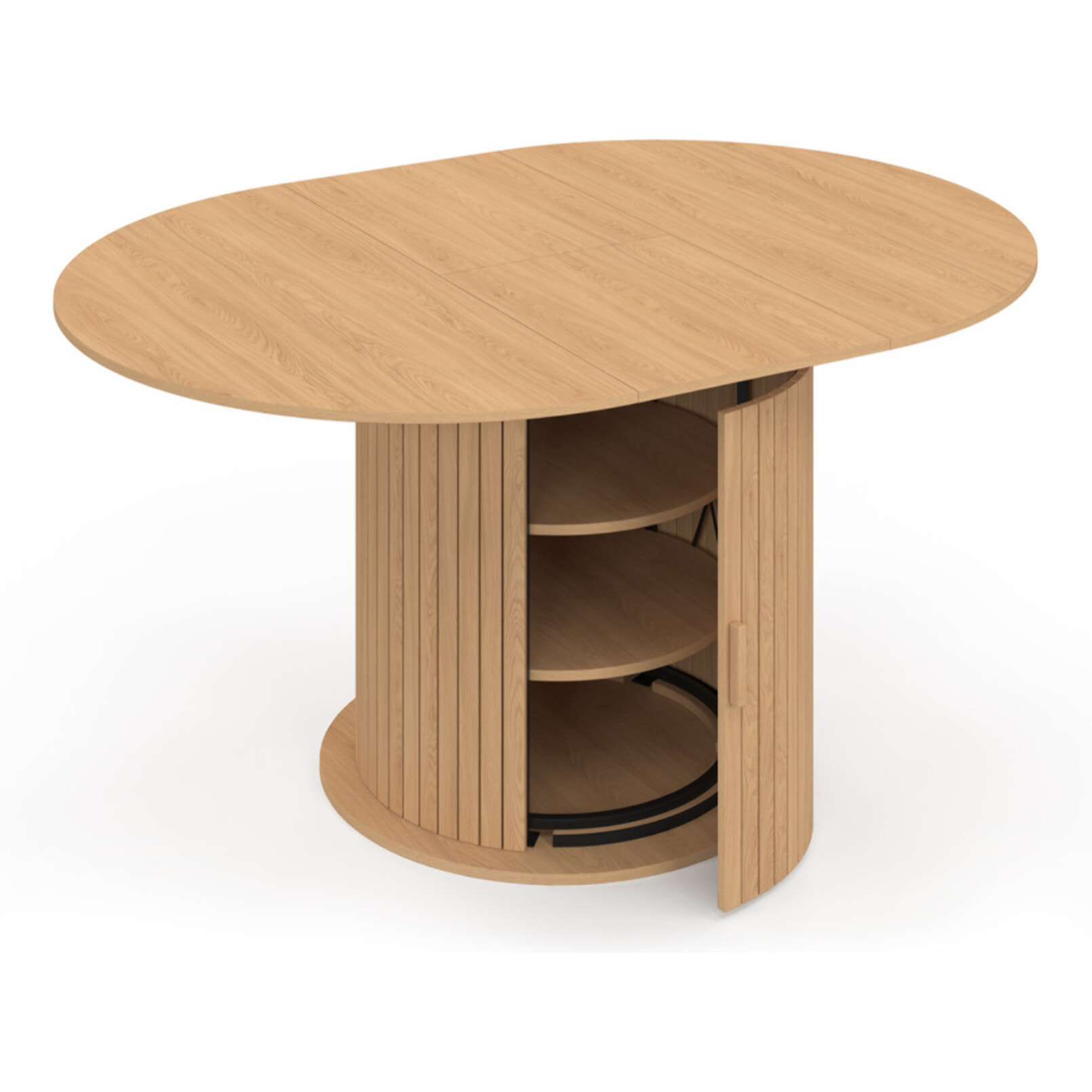Table à manger ronde extensible Albane Ø110-150cm avec rangements