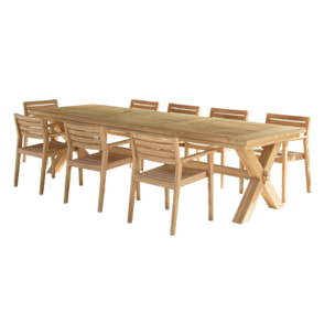 KALLY - Ensemble de jardin en bois teck recyclé et teck 8/10 personnes