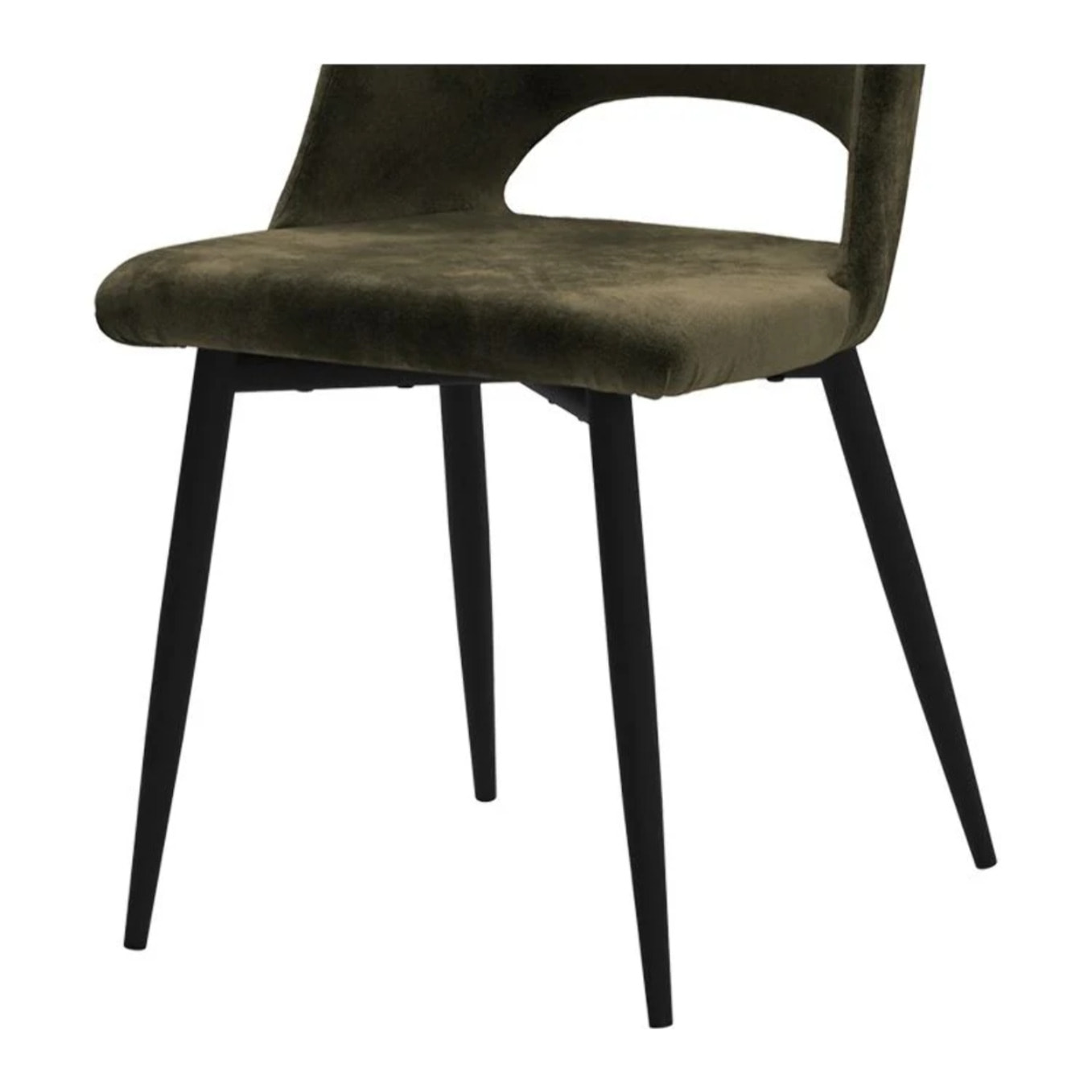 Lot de 2 chaises en velours vert et pieds en métal noir - Pénélope