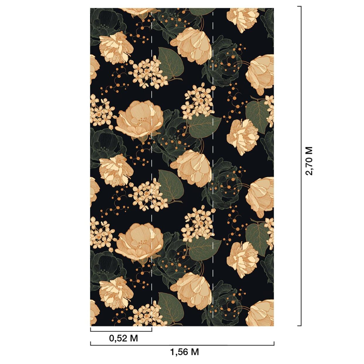 Papier peint, black floral Intissé