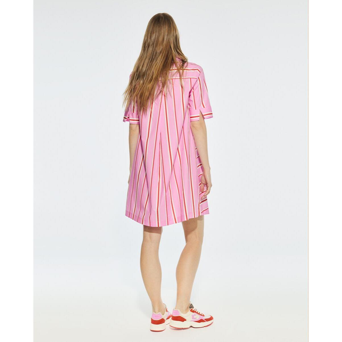 Abito Camicia a Righe Maniche Corte