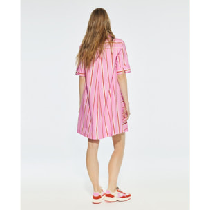 Abito Camicia a Righe Maniche Corte