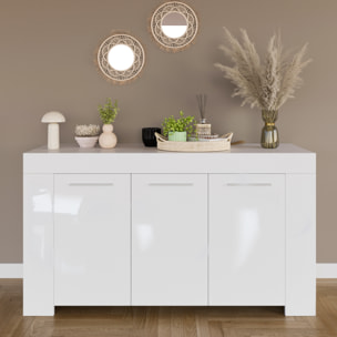 Credenza 3 Ante Design Con 5 Vani Capienti Multi Spazio Stile Moderno Nairobi Per  Soggiorno Cucina Sala Da Pranzo, Mobile Tv  144 x 80 x 42 cm Bianco