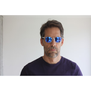 Gafas de sol OCEAN HILL - Blanco transparente brillante / Revo azul
