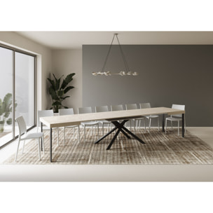 Table extensible 90x140/400 cm Karida cachemire pieds anthracite