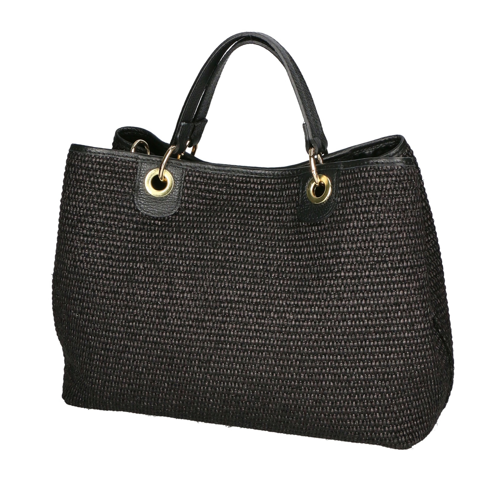Borsa a mano da donna - Modello False - Paglia & Pelle - 30.0 x 37.5 x 16.0 cm
