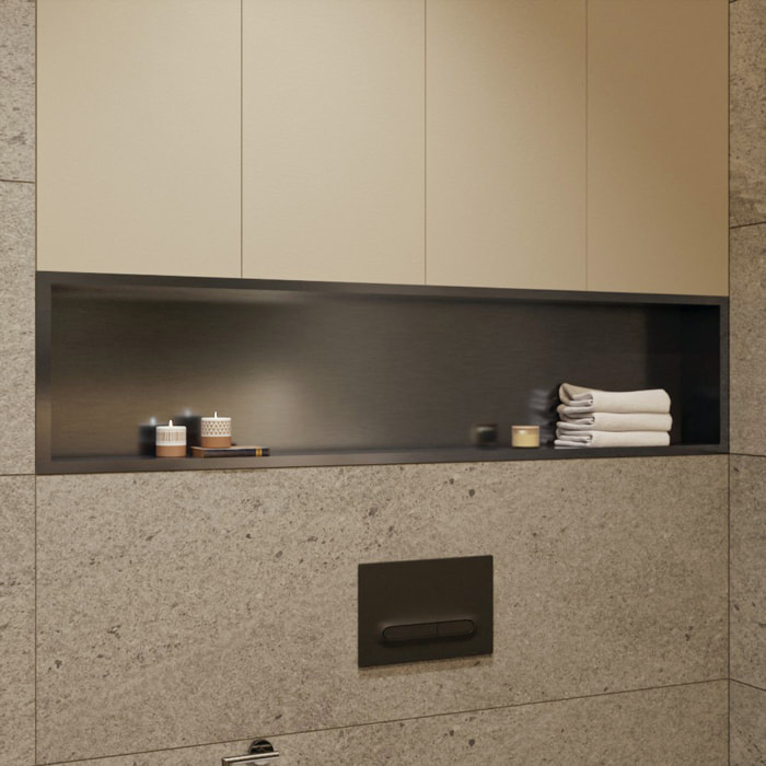 Timeless Niche de Douche à encastrer, Acier Inoxydable 304, 120x28x10cm, Gun Métal brossé PVD