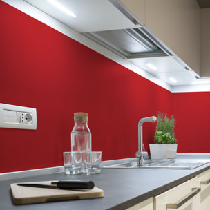 Rouleau adhésif décoratif Vinyle au Mètre - Rouge tomate - Sticker Lavable Imperméable Mur Cuisine Meubles