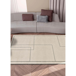 LOS ANGELES LINES Alfombra geométrica de pelo corto blanco, varias medidas disponibles.