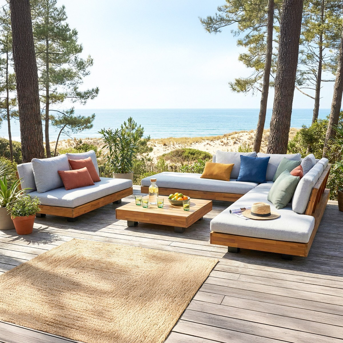 Salon de jardin 7 places en bois FSC - CAPRI