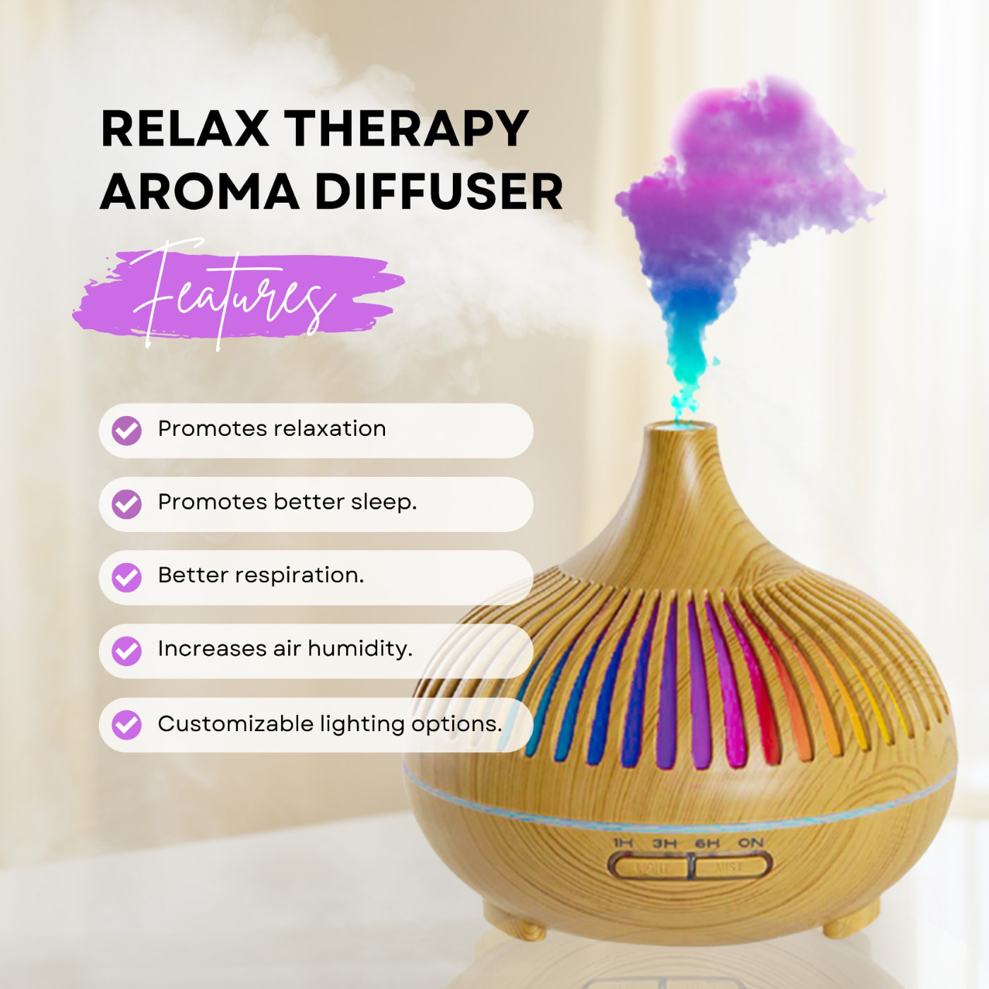 Difusor de aromas de terapia relajante