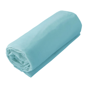 Drap housse jersey uni en 100% coton - Bleu ciel