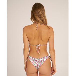Top de bikini triángulo con un lazo y estampado de flores