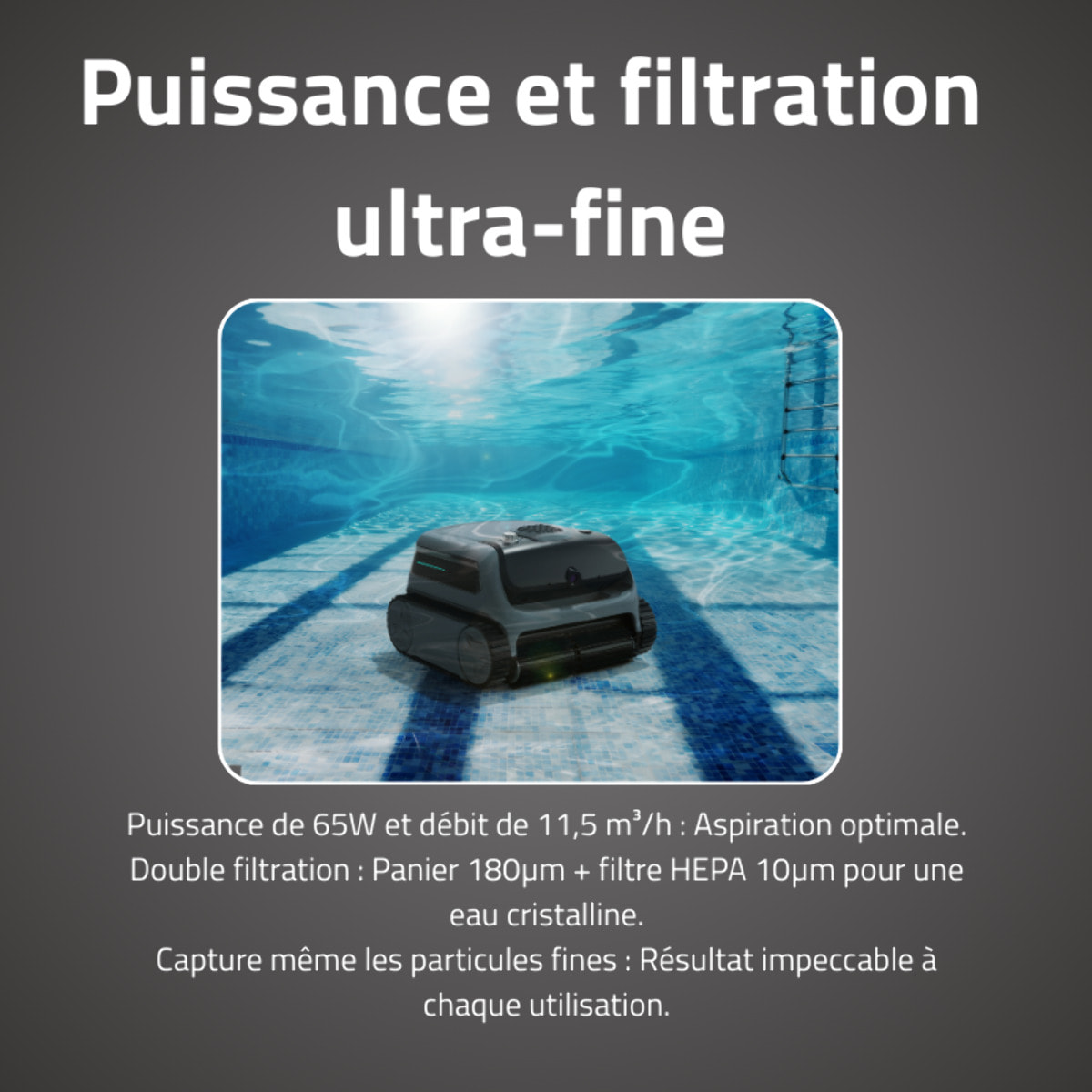 Bestway Robot piscine sans fil Atlas Vision nettoyage fond parois et ligne d'eau 200m² max