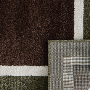 SANTAL - Tapis de salon marron à motif cadre rétro