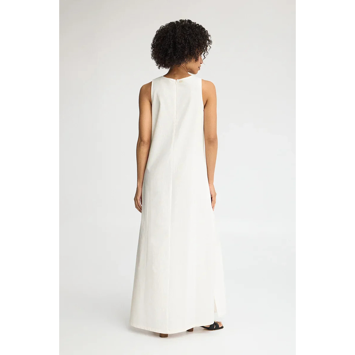 Vestito in cotolino bianco smanicato con logo Polo Club