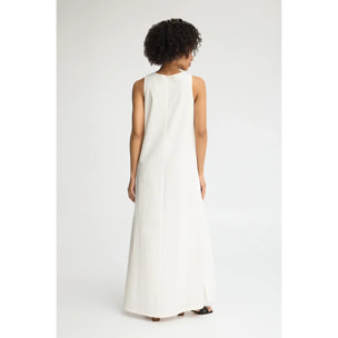 Vestito in cotolino bianco smanicato con logo Polo Club