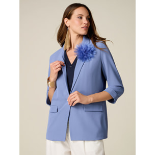Oltre - Giacca blazer con spilla a fiore - Azzurro