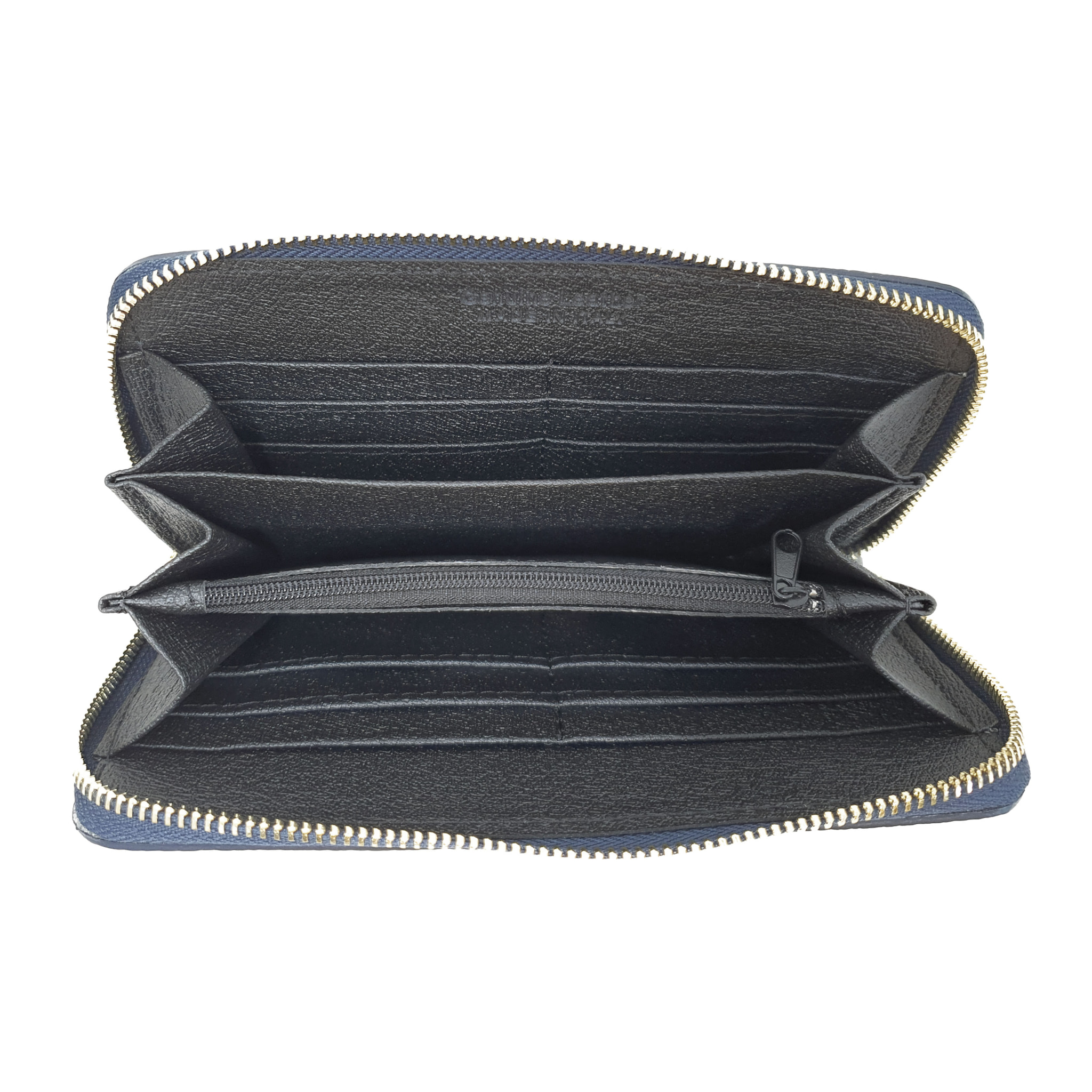 Chicca Borse Portafogli Lungo Donna in Pelle Blu Scuro