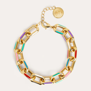 Pulsera Link Rainbow Enamel Baño Oro