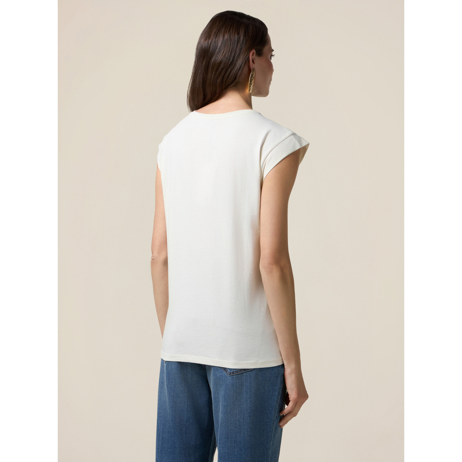 Oltre - T-shirt in jersey con charms - Bianco