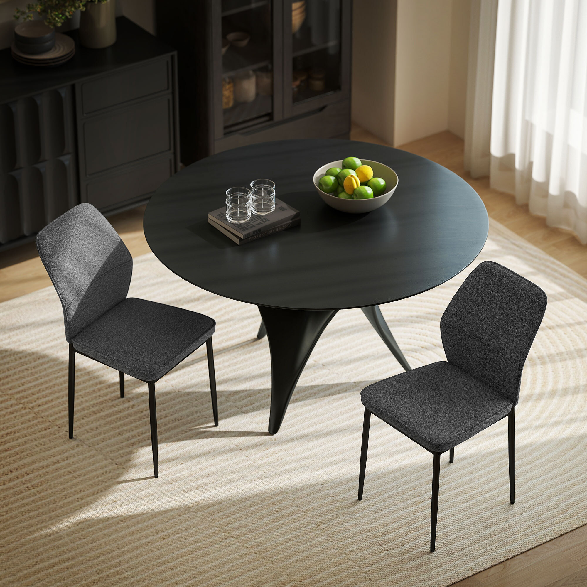 Juego de 2 Sillas de Comedor Modernas Sillas de Cocina con Asiento Acolchado y Tapizado Respaldo Curvo Patas de Acero para Salón Dormitorio Gris