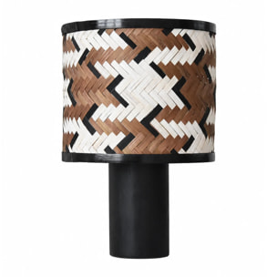 Lampe à poser en bois de chêne et bambou marron et noir - Phil