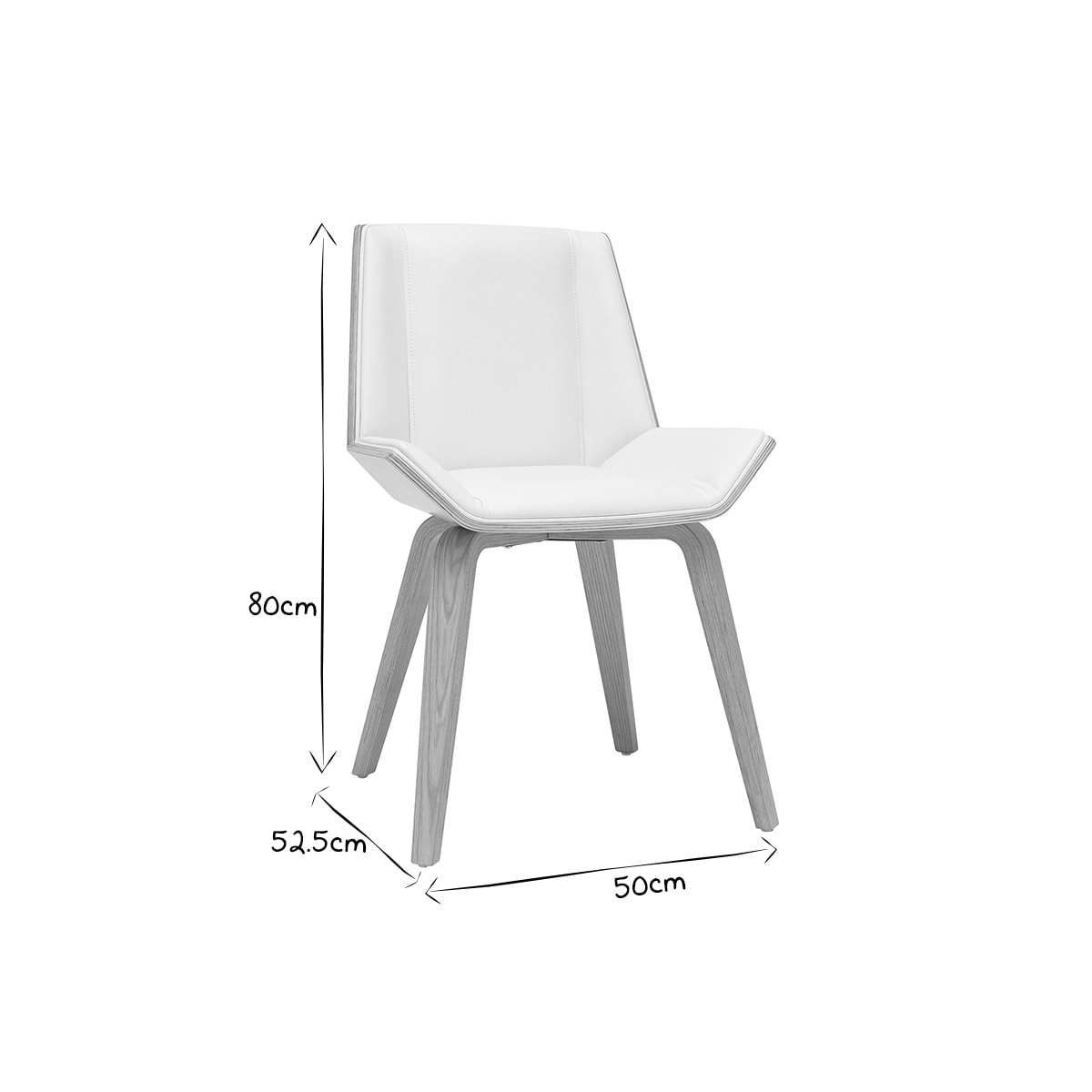 Chaise design blanc et bois clair MELKIOR