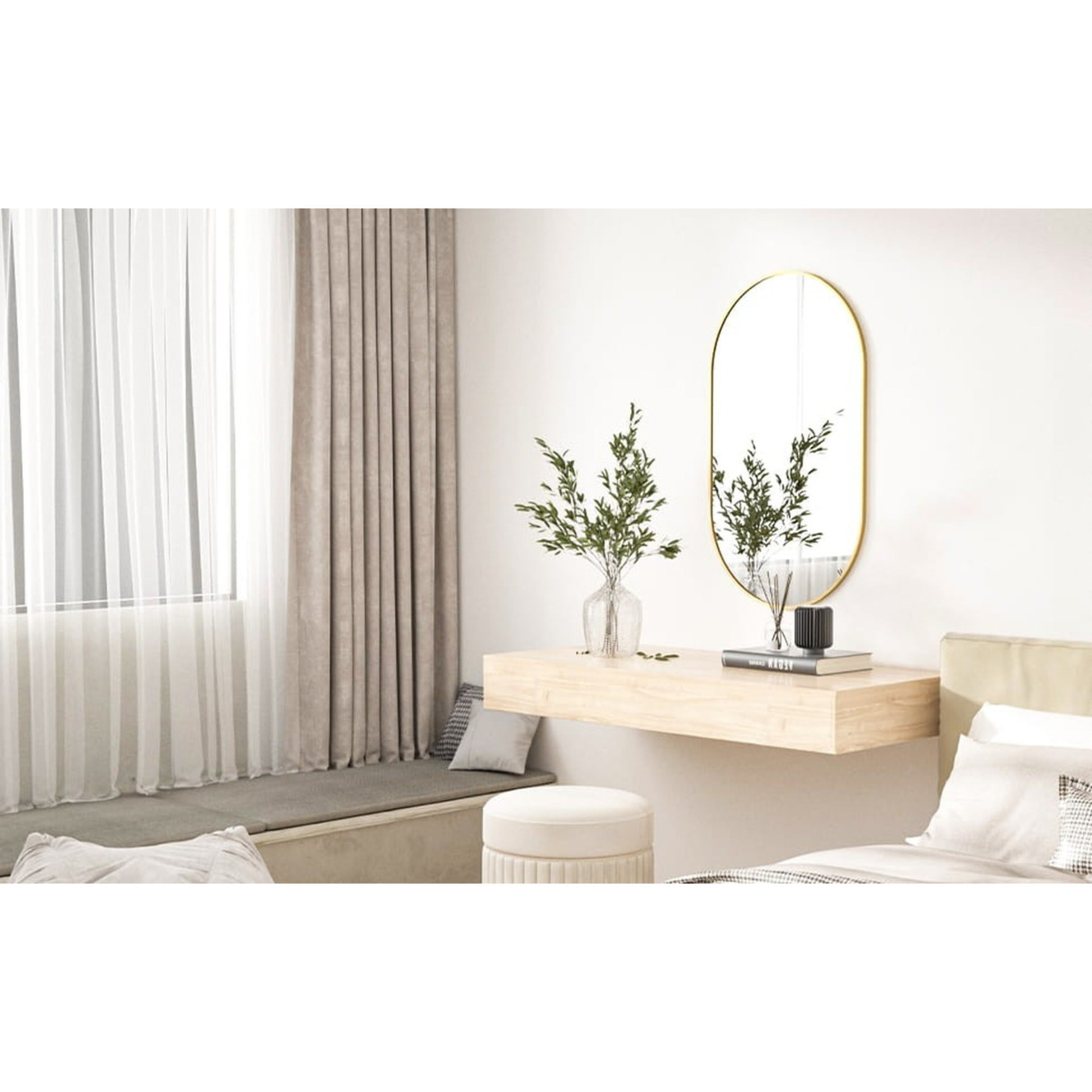 Specchio ovale con cornice dorata 100x50 cm