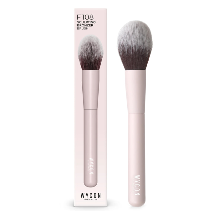 F108 SCULPTING BRONZER Pennello viso per l'applicazione professionale di prodotti in polvere.