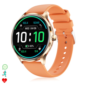 Smartwatch QS80 con chiamate BT, notifiche push. Monitor per lo sport e la salute, termometro.