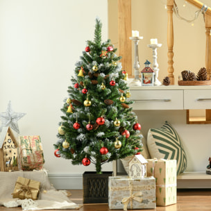 Árbol de Navidad Artificial con Maceta 120 cm Árbol de Navidad Nevado con 328 Ramas 20 Piñas y Soporte Metálico Decoración Navideña para Interiores Verde