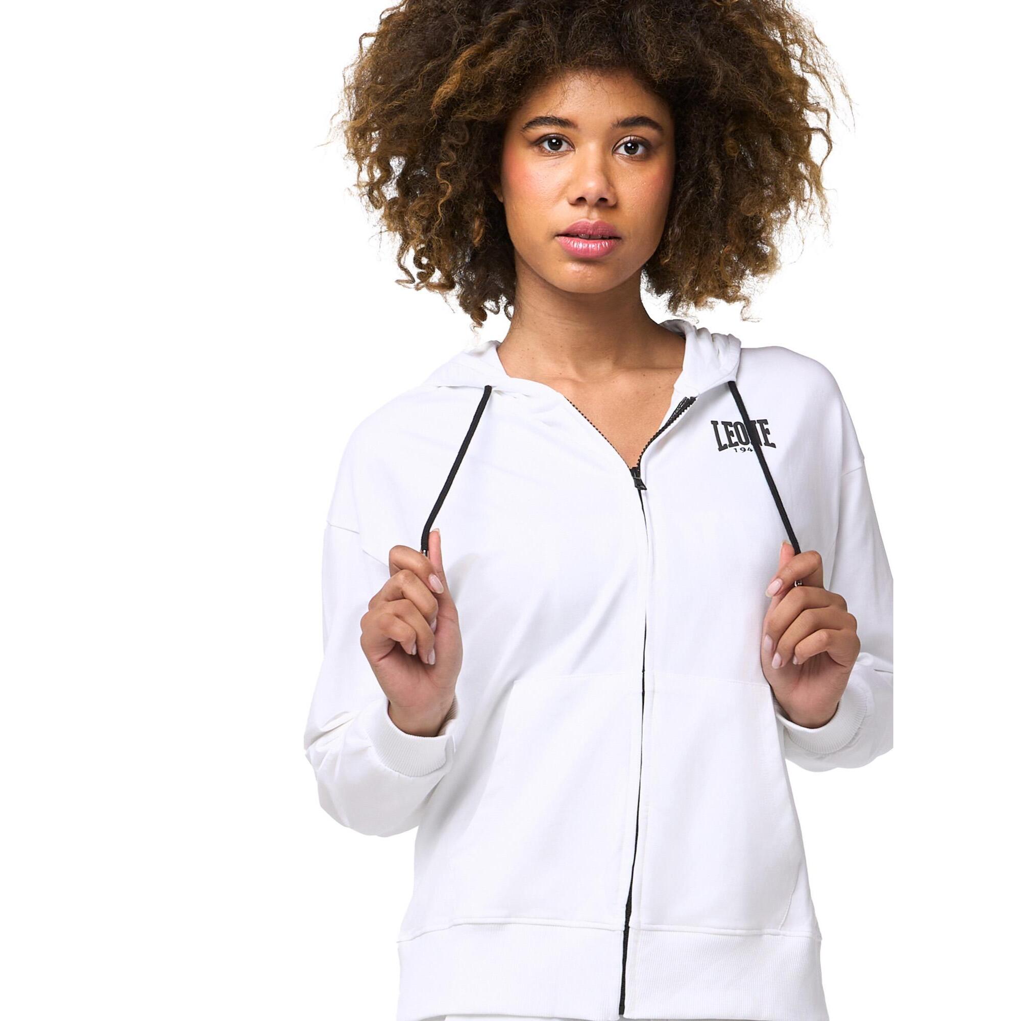 Tuta estiva da donna-felpa con cappuccio e zip e pantalone jogger Leone Basic